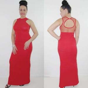 RED MAXI PARTY DRESS by CJJBOUTIQUE MADE IN USA